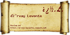 Árvay Levente névjegykártya